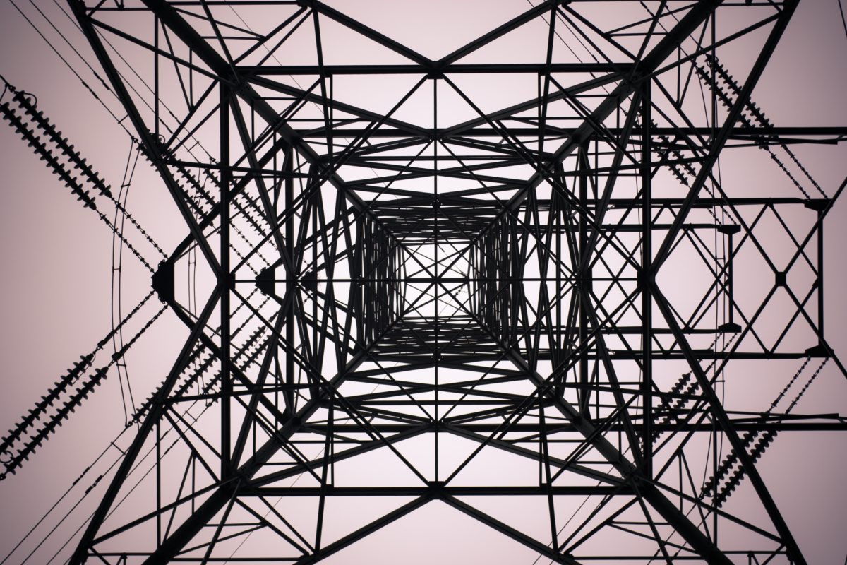 Bottom view electrical tower