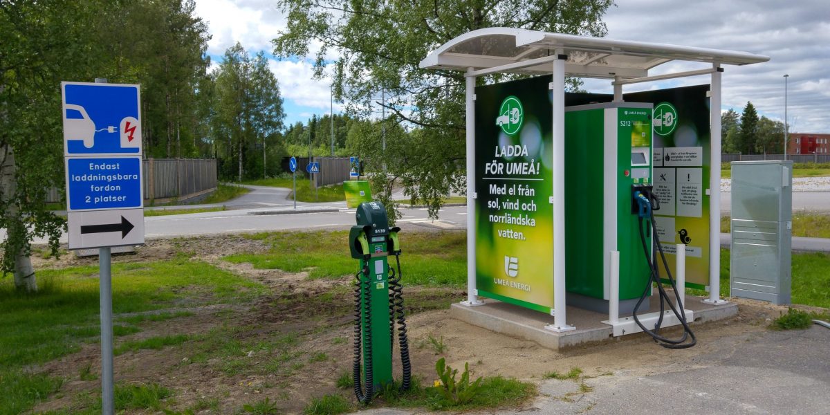 Green electric car charging depot